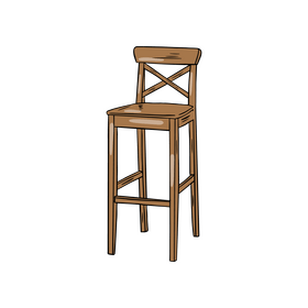 Classic Wooden Bar Stool clipart