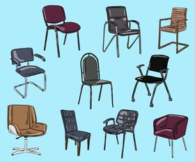 Set of Office Chairs vector