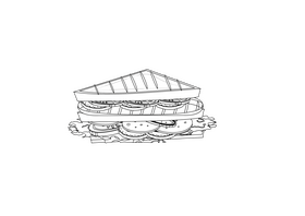 Triangle Sandwich black and white clipart