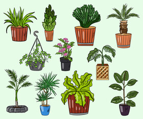 Set of Potted Plants vector