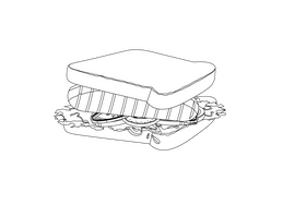 Sandwich black and white clipart