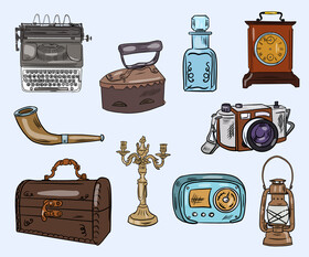 Set of Vintage Items vector