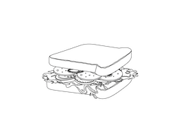 Sandwich black and white clipart