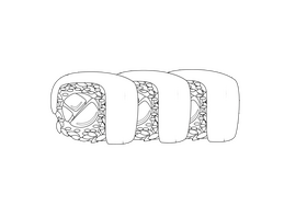 Raw Salmon Sushi Rolls black and white clipart
