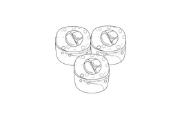 White Sushi Rolls black and white clipart