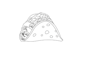 Beef tacos black and white clipart
