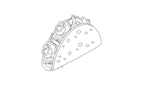 Taco black and white clipart