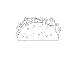 Taco Front View black and white clipart