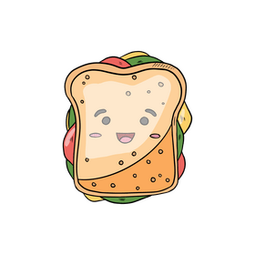 Kawaii sandwich clipart