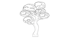 Wavy Tree black and white clipart