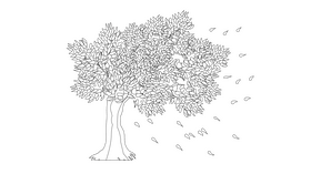 Windy Tree black and white clipart