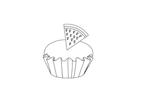Watermelon Cupcake black and white clipart