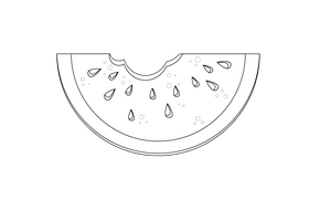 Bitten Watermelon Slice black and white clipart