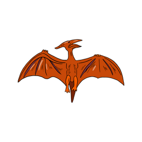 Orange pterodactyl dinosaur clipart
