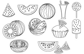 Watermelon black and white vector