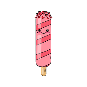 Pink kawaii ice cream clipart