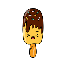 Chocolate kawaii ice cream clipart