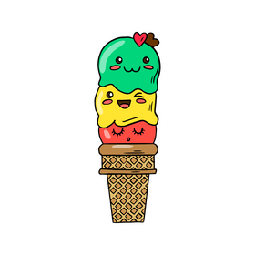 Fruit kawaii ice cream drawing clipart