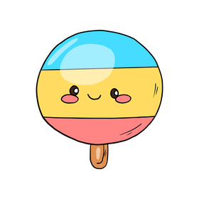 Colorful kawaii ice cream clipart