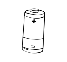 Battery cartoon drawing black and white clipart