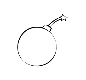 Bomb cartoon drawing black and white clipart