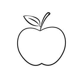 Red apple cartoon drawing black and white clipart