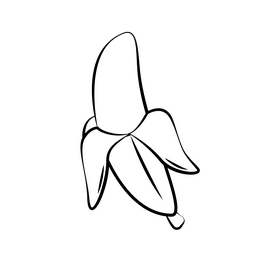 Banana cartoon drawing black and white clipart