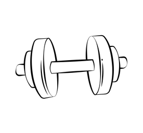 Dumbbell cartoon drawing black and white clipart