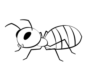 Red Ant cartoon drawing black and white clipart