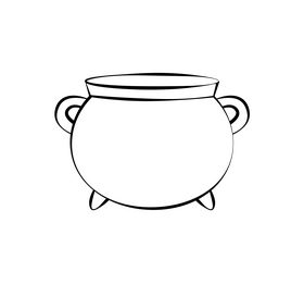 Cauldron cartoon drawing black and white clipart