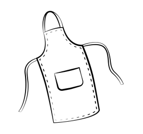 Apron cartoon drawing black and white clipart