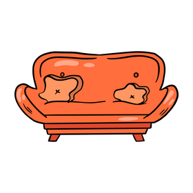 Cartoon orange sofa clipart