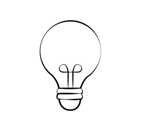 Bulb cartoon drawing black and white clipart