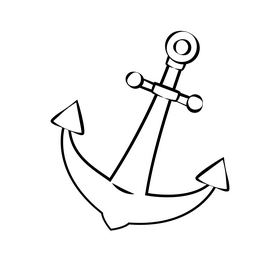 Anchor cartoon drawing black and white clipart