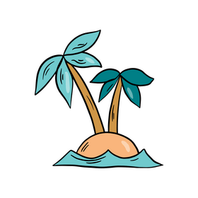 Palm trees on desert island clipart
