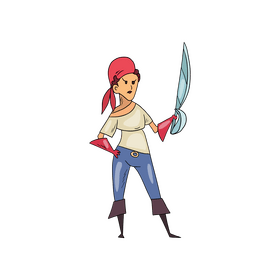 Pirate girl holding sword clipart