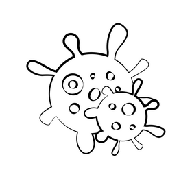 Bacteria cartoon drawing black and white clipart