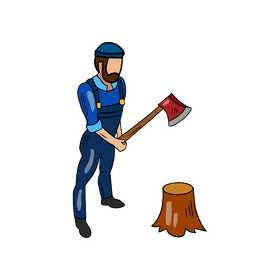 Lumberjack with axe clipart