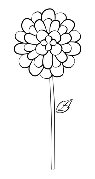 Dahlia black and white clipart
