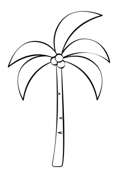 Coconut tree black and white clipart