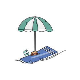 Beach umbrella and towel clipart