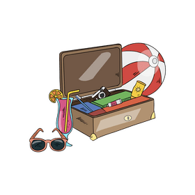 Beach travel suitcase clipart