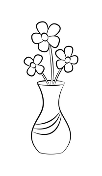 Flower in vase black and white clipart