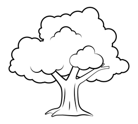 Oak tree black and white clipart