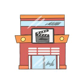 Cinema building cartoon clipart