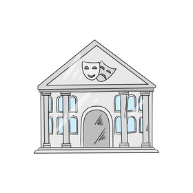 Theater building illustration clipart