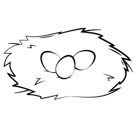 Nest with eggs black and white clipart