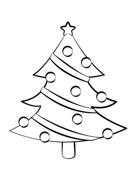 Christmas tree black and white clipart