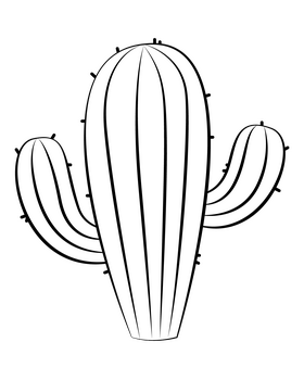 Cactus black and white clipart