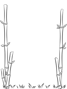 Bamboo border black and white clipart